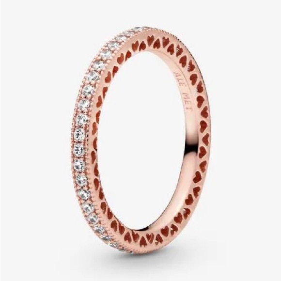 Pandora Jewelry - Pandora Rose Gold Sparkle & Hearts Eternity Ring Size 54 / US 7